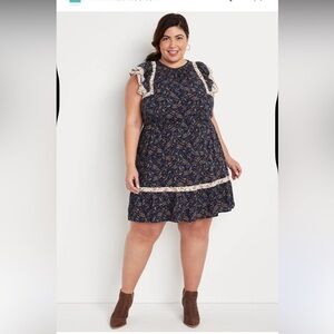 Maurices Plus Size Blue Paisley Mini Dress size X1
